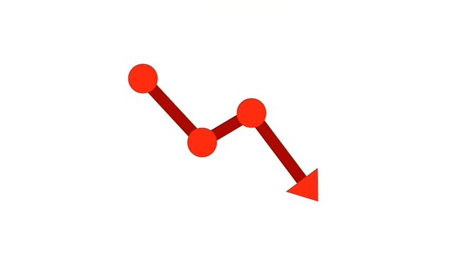 Dynamic red line graph illustrating a significant financial market decline and economic downturn, symbolizing business challenges and investment losses