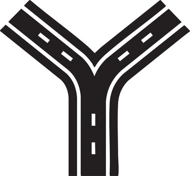 Black Y shaped road icon