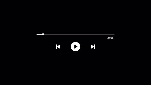 Music player progress bar template on transparent background , Audio music timeline bar moving with track 4k video, modern audio music player interface design, video track player.media player overlay

