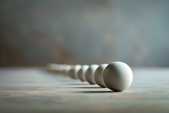 Single sphere leaving aligned group representing independence and courage