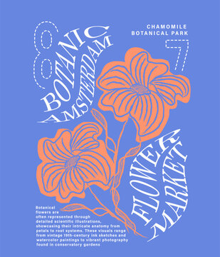 Flowers Vector illustration. Botanical Flowers Typography. girl's women's tee shirt design. brush stock line art graphics. text lettering wording. 