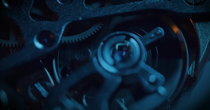 Close up of mechanical cogs and gears turning