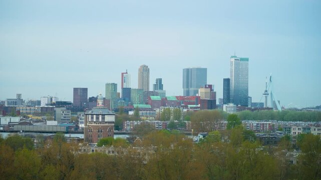 Famous Travel Destinations. Attractive View of Rotterdam skylines.