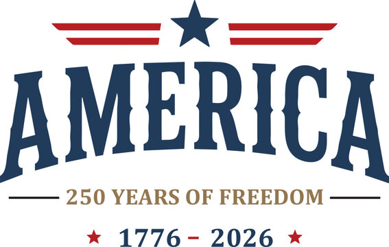 American Patriotic Typography Banner, 250 Years of Freedom 1776 2026 Independence Day Vintage Text Design