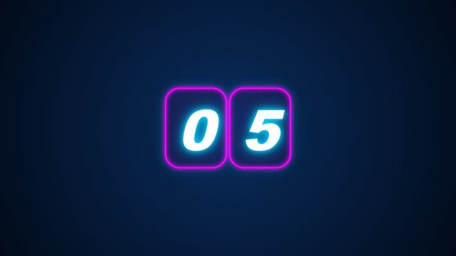 Neon digital countdown timer with glowing numbers on dark background