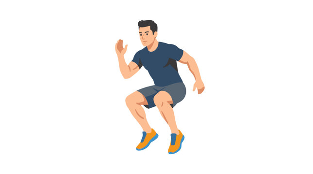 Young man performing a jump squat exercise