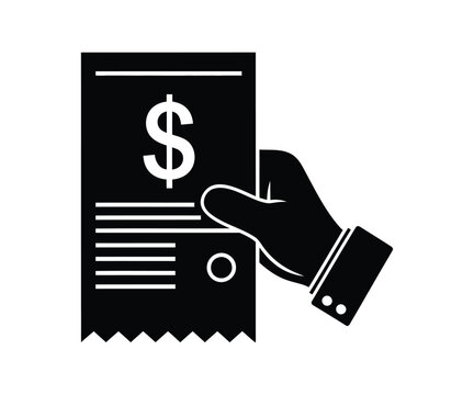 Hand holding invoice or receipt with dollar sign