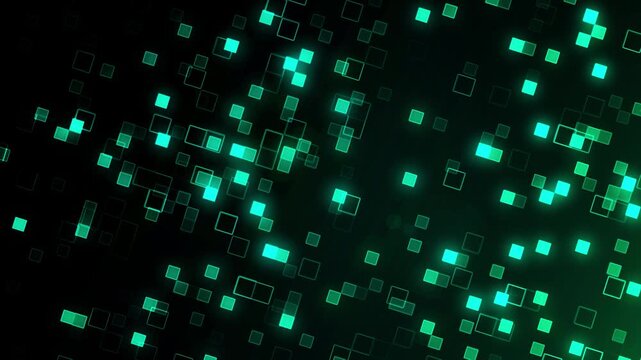 Digital Matrix of Neon Cubes: Abstract digital artwork featuring glowing neon cubes against a dark background, evoking a sense of data, technology, and futuristic concepts. 