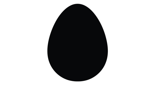 Black egg shape silhouette on white background