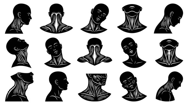 Anatomical Neck Muscles Vector Art - Medical Illustration  Anatomy Study
