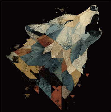 Geometric Howl: Abstract Wolf Art with Triangular Patterns