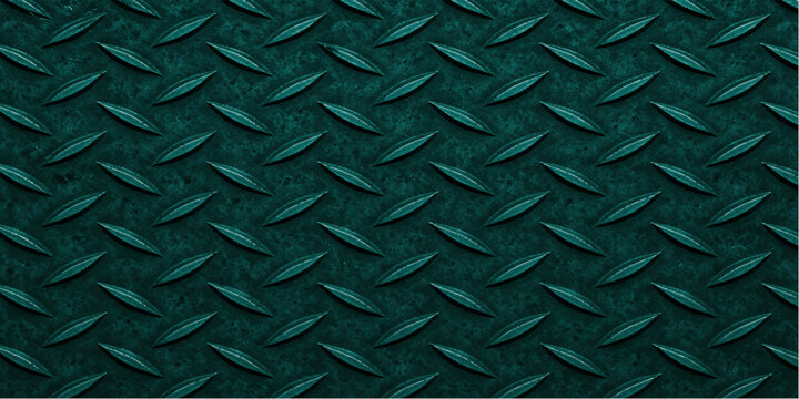 Seamless blue metallic texture featuring a diamond plate pattern on an industrial steel sheet surface for an abstract construction background