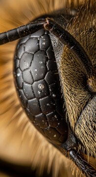 Extreme Macro View of a Bee's Compound Eye