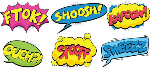 Transparent Comic Sound Effects and Action Speech Bubbles Set © MdSabbir