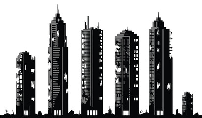 city skyline silhouette featuring modern skyscrapers and high rise buildings against a white background high quality professional detailed elegant stylish clean crisp vibrant colorful © ARSM D