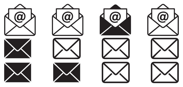 Email address icons with "at" symbol and envelope design Vector Illustration Eps 10