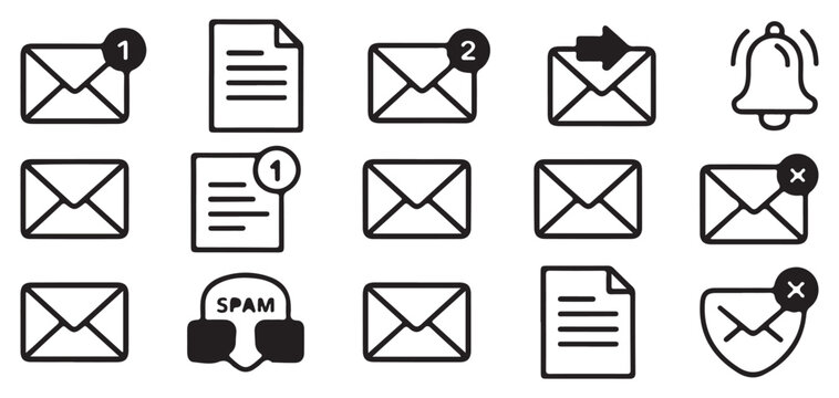  Email management icons including spam, folder, and mail categories Vector Illustration Eps 10