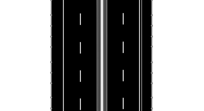Top down view of a multi lane highway road vector illustration