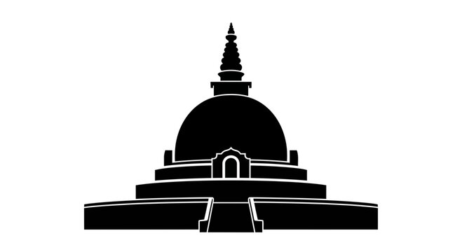 Buddhist Stupa Silhouette Vector Illustration of a Sacred Shrine