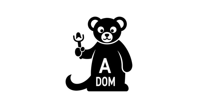 Cute animal character silhouette with slingshot vector illustration