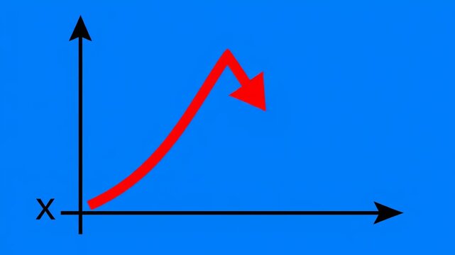 Business Growth Concept with a red arrow rising on a coordinate graph over a blue background for corporate presentations and economic data analysis.