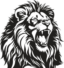 Fototapeta premium Roaring lion head vector illustration isolated on white background