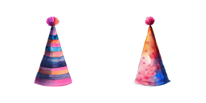 party hat watercolor vector illustration