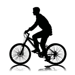 Obraz premium Silhouette of a man riding bicycle.