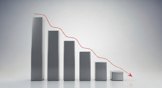 Business Decline Bar Graph Red Arrow Downward Trend Data Loss