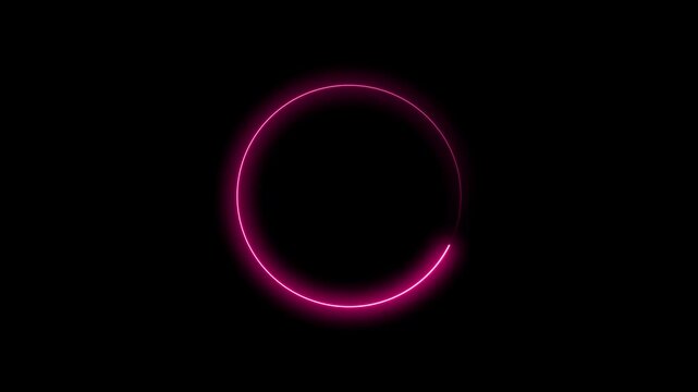 Glowing circle of light animation on black background. 
neon ellipse circle border loop icon. bright glowing load circle outline, ring circle looping