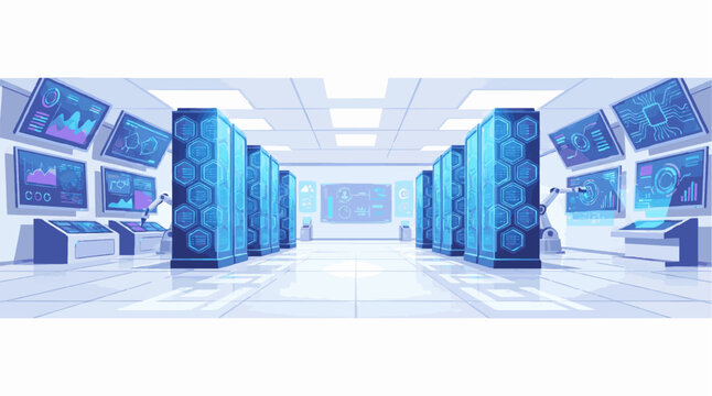 Futuristic Data Center Server Room Interior