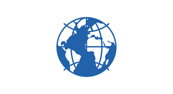 Blue Globe Icon World Map.