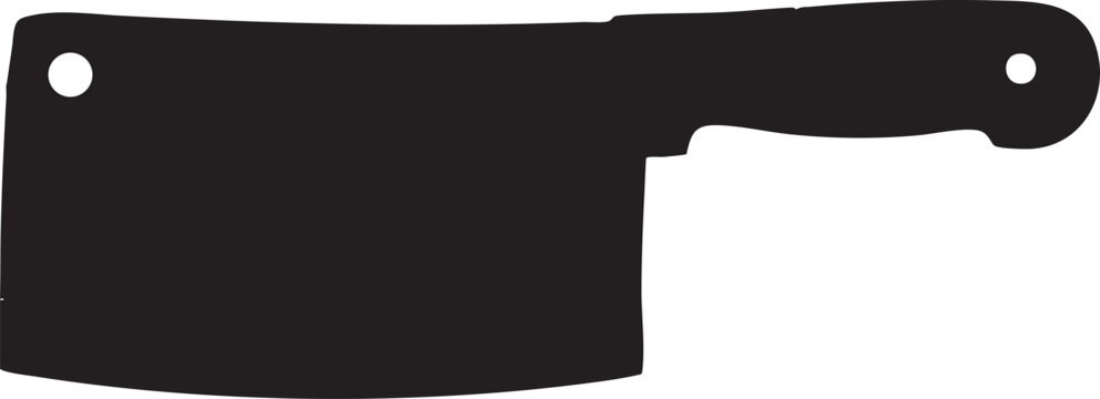 Black meat cleaver butcher knife silhouette icon vector illustration isolated on white background for kitchen tools cooking restaurant menu or food preparation design