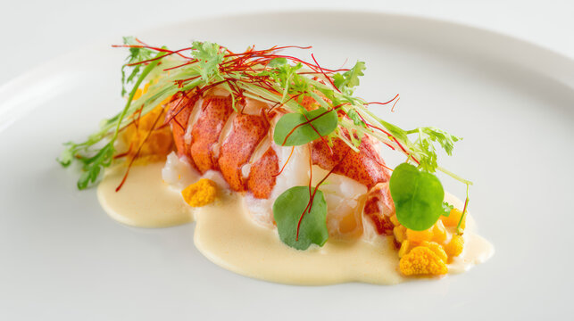poached lobster tail with creamy chipotle sauce