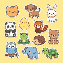 Fototapeta premium Cute animal stickers