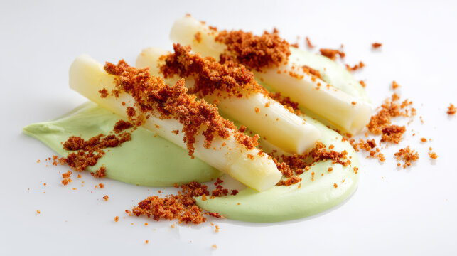 white asparagus with poblano cream sauce