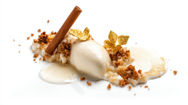 deconstructed arroz con leche with cinnamon