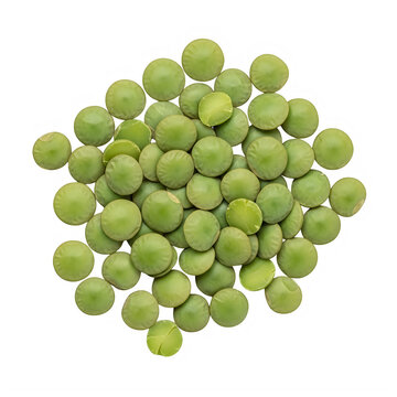 A pile of dried green split peas isolated on a black background.