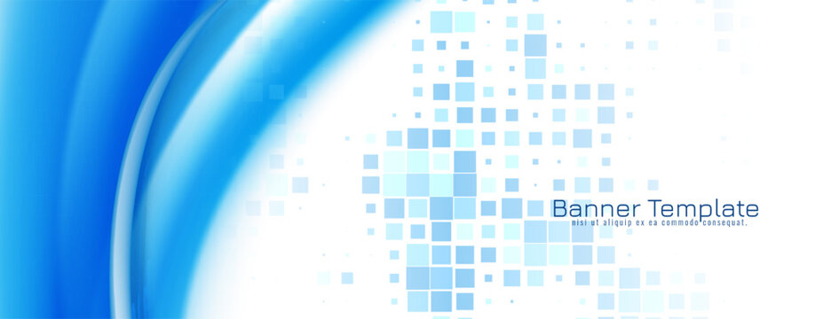 Mosaic pattern pixel decorative stylish banner with wave design
