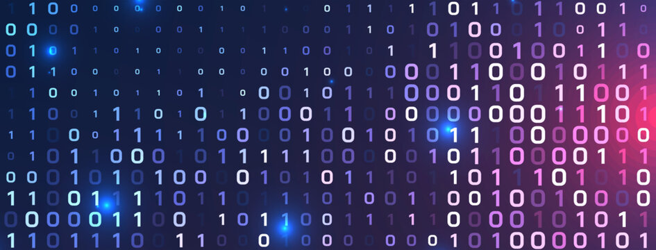 Decorative Binary code concept digital banner for programming and coding