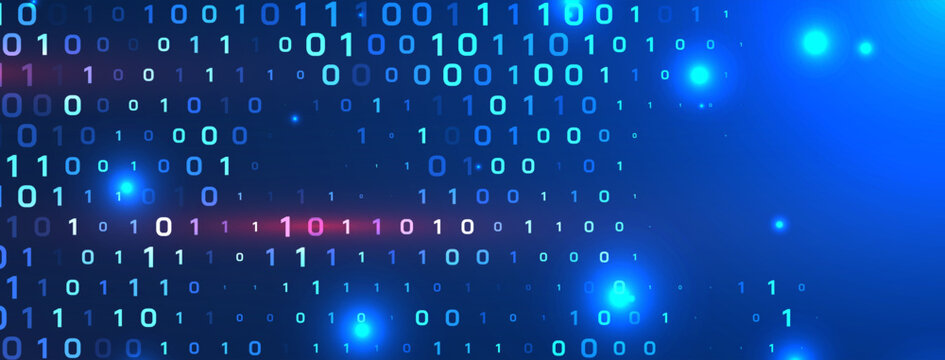 Modern Binary code concept digital banner for programming and coding