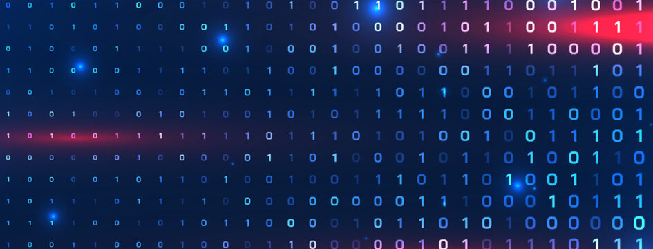 Modern Binary code concept digital banner for programming and coding