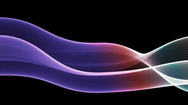 Abstract gradient soft wave. Colorful gradient particle flowing motion on dark background, glowing digital blue white gradient color on a black background
