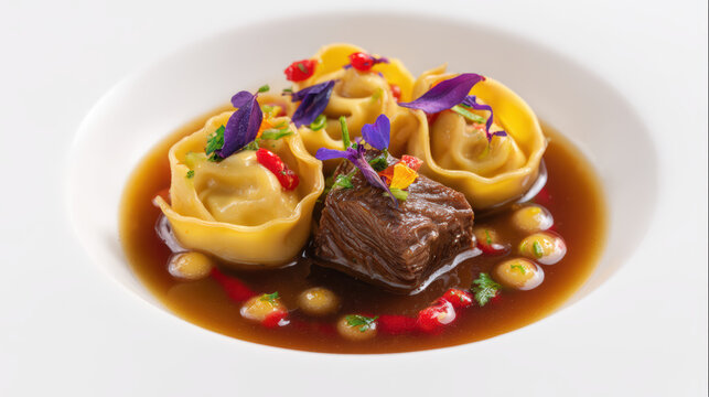 braised oxtail tortellini with beef chianti sauce