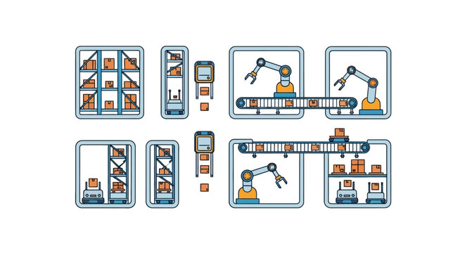 Industrial robotic assembly line.