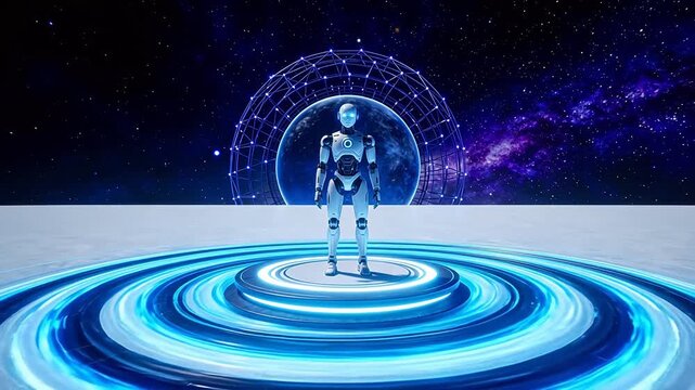 Futuristic robot in space environment