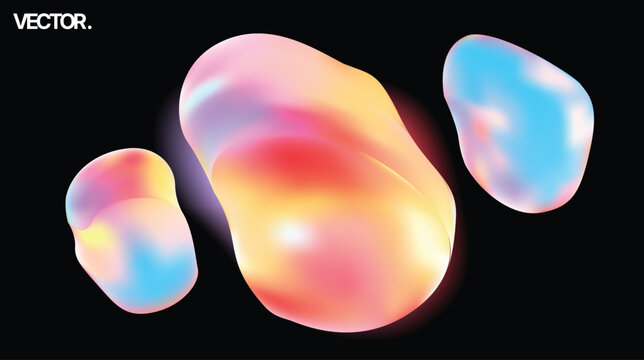 Iridescent Fluid Blobs - Colorful Gradient 3D Abstract Background for Modern Design