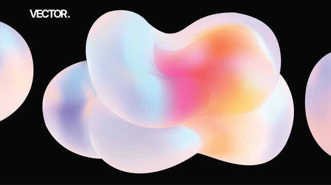 Abstract Colorful Organic Blob Futuristic Fluid Gradient Vector on Black Background