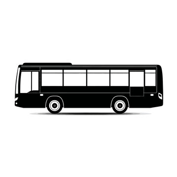A black silhouette of a city bus.