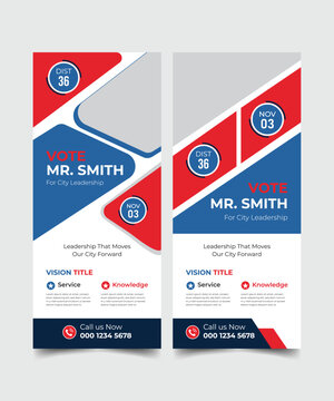 modern election rollup banner illustrator design. political election voting publicity banner design. editable promotion advertisement for x-banner, flyer, profile, brochure, display, vector layout tem
